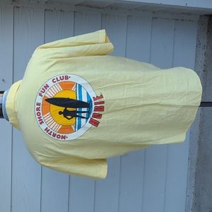 HOBIE Surf Pastel Yellow Cotton USA Sz XL Short Sleeve Button Up Shirt 80s VTG